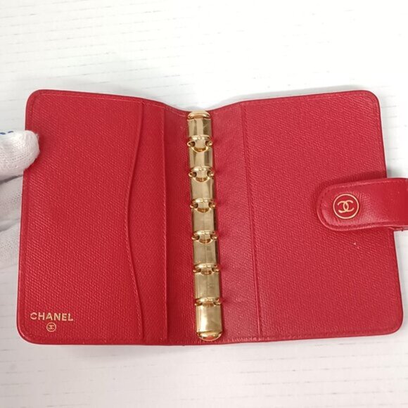 Chanel Caviar leather Ring Agenda Red Wallet Card 185-092025 - Picture 8 of 15